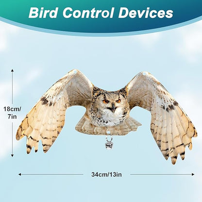 Owls to Keep Birds Away: 3Pcs Fake Owls with Reflective Tape for Garden Patio Tree, Bird Scare Reflective Hanging Decoration to Keep Birds from Windows Tree Garden