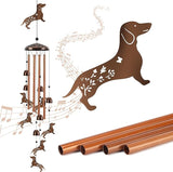 Dog Wind Chimes for Outside, Metal Dachshund Windchime with 4 Aluminum Tubes, Birthday Housewarming Gift for Women/Men/Mom/Dad, Memorial Wind Chime for Outdoor/Indoor, Patio, Garden, Yard, Home Decor