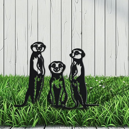 WADORN Charming Meerkat Metal Decorative Garden Stakes, Funny Meerkat Metal Outdoor Statues Meerkat Garden Animal Statue Ornament Gifts Funny Animal Outdoor Decor for Garden Backyard Patio Walkways