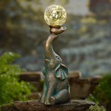 Solar Outdoor Elephant Statue Gifts Garden Decoration Lights with 8 LED Crackle Ball, Lucky Elephant Sculpture for Yard Patio, Birthday Gifts for Mom Outdoor & Home Housewarming Decor