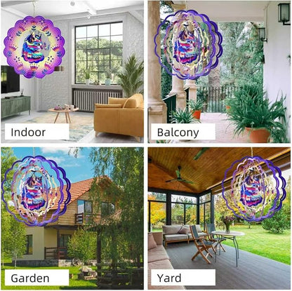 Metal Wind Spinners Outdoor Hanging Wind Spinner for Yard and Garden Decor for Outside-12In 3D Stainless Steel Cat Wind Chime Christmas of Gifts for Women Mom