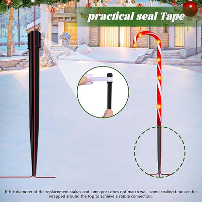 20PCS Replacement Stakes for Christmas Candy Cane Lights Outdoor,Plastic Light Stakes,Used to Maintain Candy Cane Pathway Lights,0.61X9 Inches(Black)