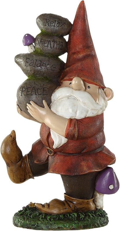 Ivy Home Gnome Statue Outdoor Decor Statue for Garden Decorative, Gnome Carried Stones