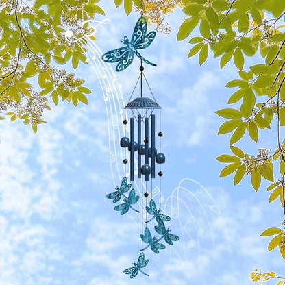 OLYCRAFT Dragonfly Metal Wind Chimes Outdoors Wind Chime Sympathy Memorial Windchime Iron Windchime Memorial Presents Hanging Windbell for Patio Backyard Home Garden Pendant Decoration - 28.7 Inch
