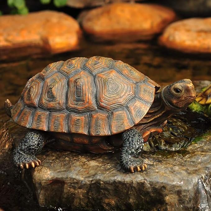 Danmu Realistic Tortoise Garden Statue, Lifelike Resin Tortoise Outdoor Decor for Yard Patio, Weather-Resistant Lawn Art Sculpture (L 12 9/10" x 9 2/5" x 5 1/2") 1 Pack