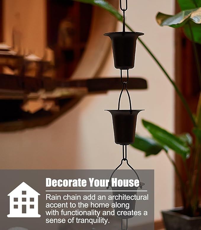 Outside Hanging Rain Catcher Rain CupsChime, Unique Cup Japanese for Rain Gutter & Replacement Downspout, Durable Copper Rain Catcher Chain, Hanging Balcony Water Chain