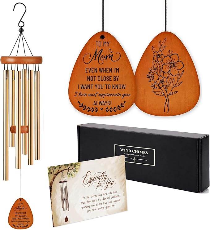 Wind Chimes for Mothers Day - Long Distance Gifts, Mothers Day Wind Chime for Mom - Mom Birthday Gifts from Daughter, Son - Patio, Garden Decor - Large Wind Chimes for Outside Indoor Outdoor 37 Inches