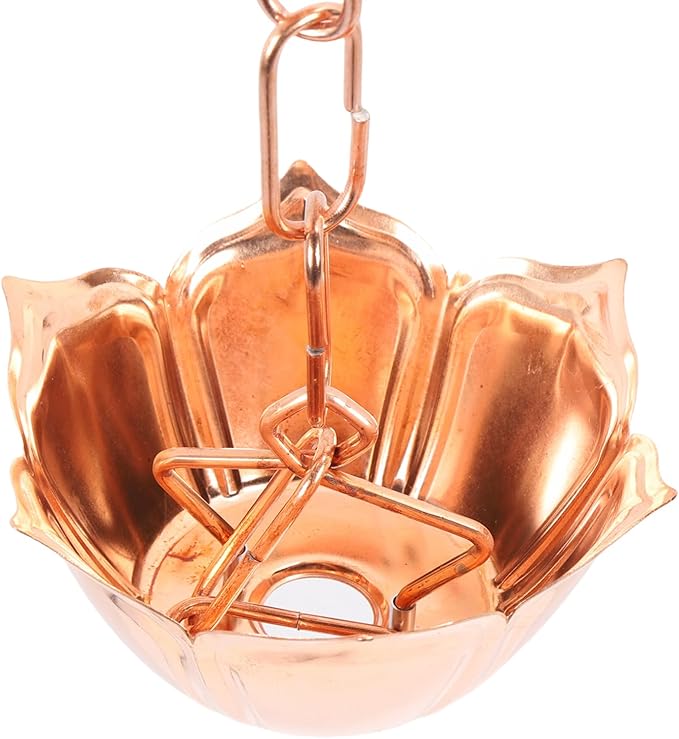 Bewinner Rain Chain Weatherproof Gutter Chain Copper Flower for Patio Garden Temple (Flower Shaped)