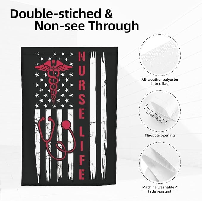 Nurse Garden Flag Double Sided Vertical 12×18 Inch Nurse Day Garden Flag Banners Double Sided For Lawn Patio Yard Garden Home Outdoor Decor -3