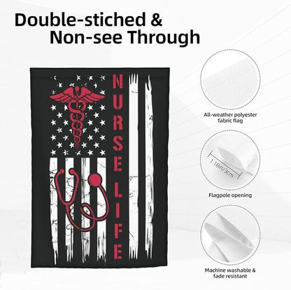 Nurse Garden Flag Double Sided Vertical 12×18 Inch Nurse Day Garden Flag Banners Double Sided For Lawn Patio Yard Garden Home Outdoor Decor -3