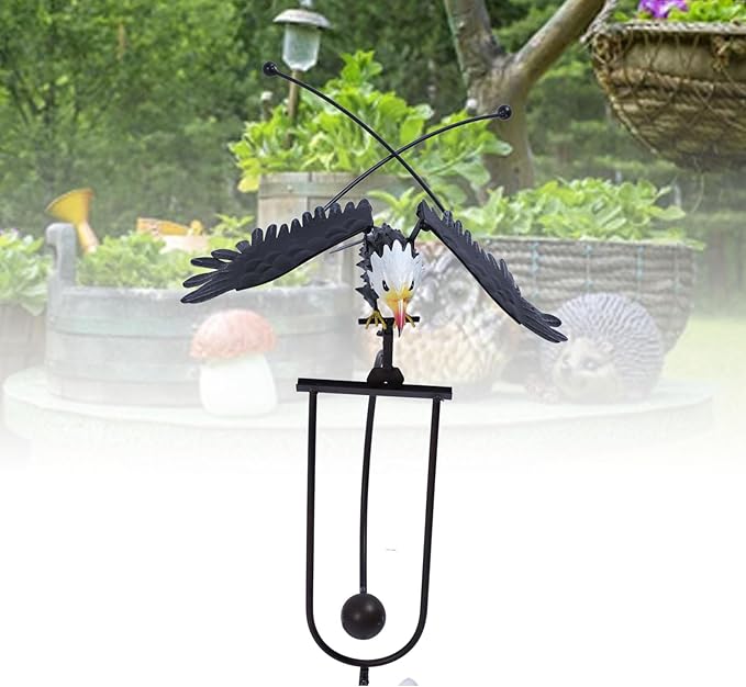 Bald Eagle Garden Ornament Balancing Bird Rocker Wind Sculpture Handcrafted for Outdoor Yard Decoration, Rushbomcgh2mrpkqi