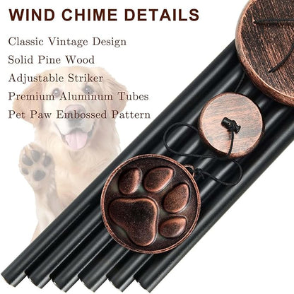 Dog Memorial Gifts for Loss of Dog, 32" Pet Memorial Vintage Wind Chimes with DIY Embossed DogPaw Pendant, Pet Passing Away Sympathy Remembrance Gift