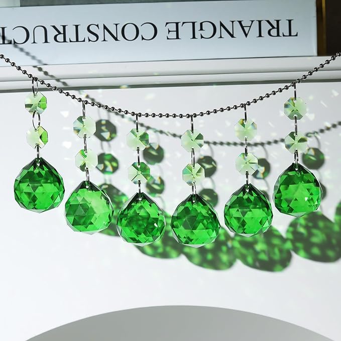 Pack of 10 Green Crystal Ball Prism 30mm Suncatcher Chandelier Prisms Part Decor Rainbow Maker