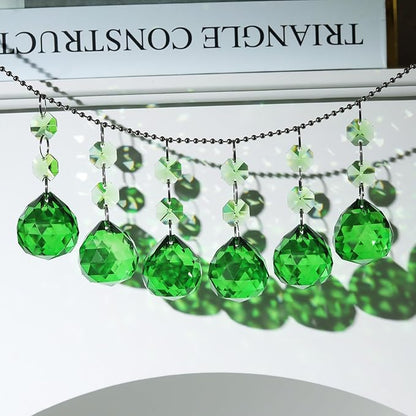 Pack of 10 Green Crystal Ball Prism 30mm Suncatcher Chandelier Prisms Part Decor Rainbow Maker