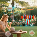 Color Leave Glass Wind Chimes for Outside, Fall Leaves Windcmes Outdoors Unique Suncatcher, Small Sea Glass Art Wind Chimes Outdoor Gifts for Women, Hanging Outdoor Garden Christmas Decoration Gift