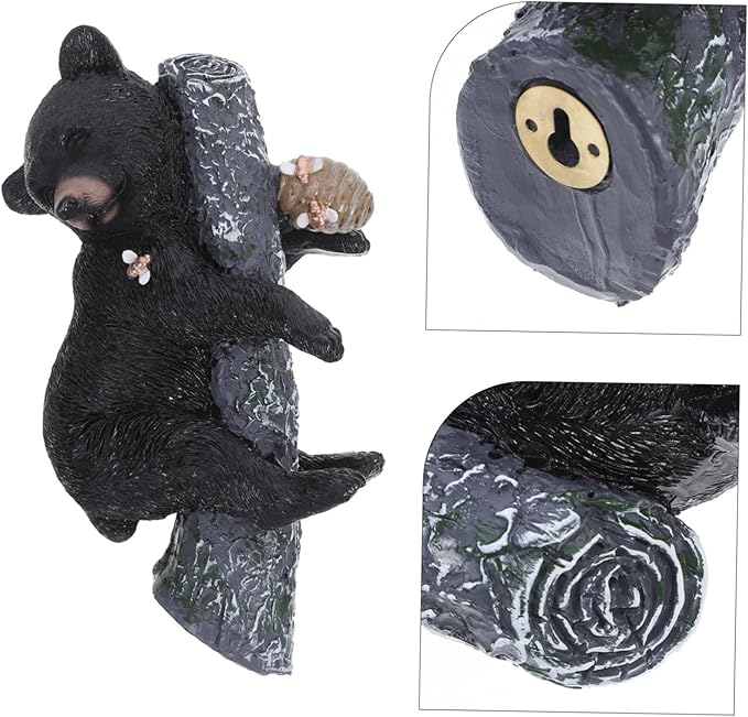 Yardwe Resin Bear Sculpture for Outdoor Decor Unique Tree Animal Figurine Durable Garden Ornament Versatile Hanging Table Display for Animal Lovers and Nature Enthusiasts