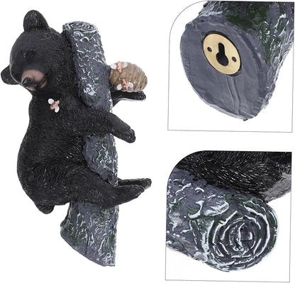 Yardwe Resin Bear Sculpture for Outdoor Decor Unique Tree Animal Figurine Durable Garden Ornament Versatile Hanging Table Display for Animal Lovers and Nature Enthusiasts