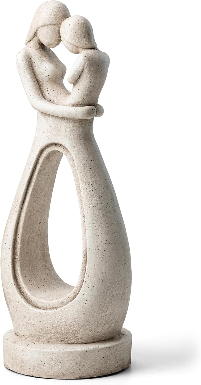 Glitzhome Modern Abstract Sculpture Hugging Mommy and Baby Garden Statue Indoor and Outdoor Decoration, 24.75" H