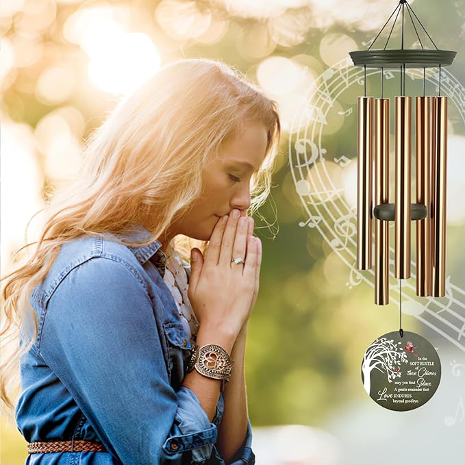 Personalized Sympathy Wind Chime, Condolence Gifts Wind Chimes for Outside, Memorial Wind Chimes Outdoor Deep Tone Sympathy, Memorial Bereavement Gifts for Condolences/Funeral, Product in USA