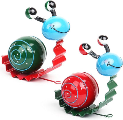 Cruis Cuka Metal Garden Decor Cute Snail Yard Art Outdoor Lawn Patio Ornament Fence Decorations for Outside - Set of 2(Red,Green)