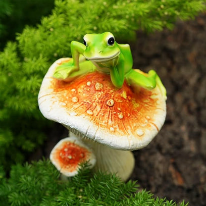 Frog Garden Decor, Outdoor Frogs Garden Statue for Yard, Garden, Indoor Outdoor Decoration and Housewarming Gift, Thinking Frog Statue