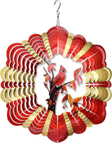 FONMY Cardinal Wind Spinner Mandala 3D Stainless Steel Hanging Wind Spinners Worth Gift Christmas Decoration Indoor/Outdoor Garden Décor Kinetic Yard Art 12 Inches Multi Red Wind Sculpture