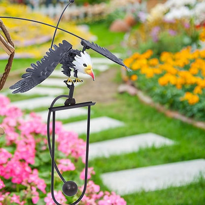 Bald Eagle Garden Ornament Balancing Bird Rocker Wind Sculpture Handcrafted for Outdoor Yard Decoration, Rushbomcgh2mrpkqi