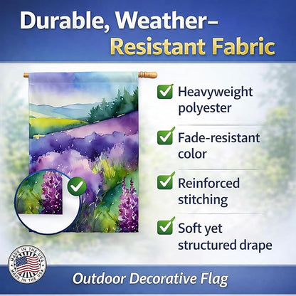 Caroline's Treasures New Hampshire Purple Lilac in Watercolor House Flag Large Porch Sleeve Pole Decorative Outside Yard Banner Artwork Wall Hanging, Polyester, House Size, Multicolor