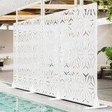 Metal Privacy Screen for Outdoor Freestanding Privacy Screens, 72" H x 44" W Patio Metal Fence Panels with Stand, Portable White Screens for Outside Deck Balcony Garden and Indoor