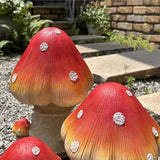 Mushroom Decor Fairy Garden Accessories - Outdoor Garden Decor 3pcs Mushrooms Ornament for Garden Decoration Garden Gnome's Favorite Mushroom Statues (3pcs Red)