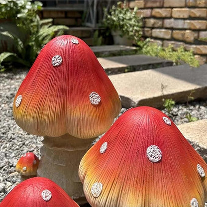 Mushroom Decor Fairy Garden Accessories - Outdoor Garden Decor 3pcs Mushrooms Ornament for Garden Decoration Garden Gnome's Favorite Mushroom Statues (3pcs Red)