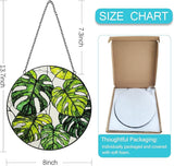 Stained Glass Window Hanging, 8 Inch Monstera Plant Suncatcher, Sun Catchers Indoor Window, Tropical Leaf Suncatchers for Windows Hanging, Spring Home Garden Decor Panel Plant Lover Gift for Women Mom