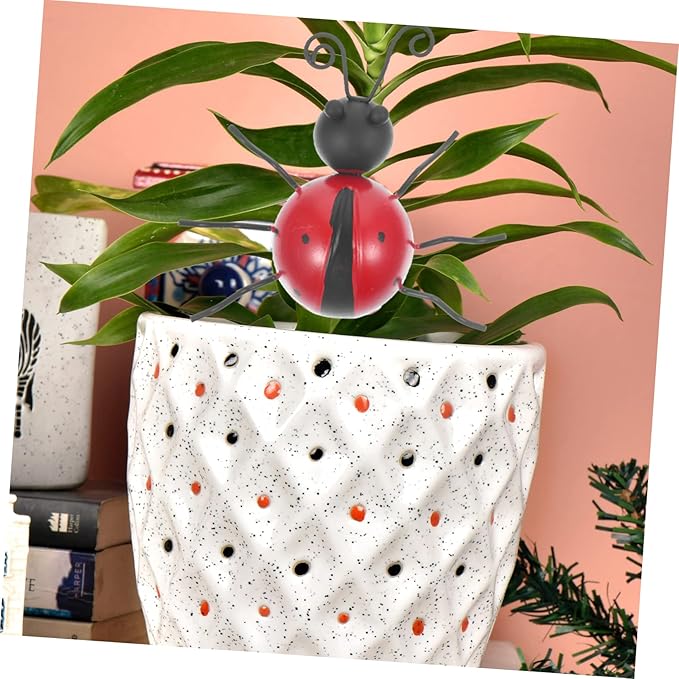 ibasenice 4pcs Sturdy Iron Ladybug Ornaments Artificial Ladybug Ornament for Garden Statue Decor Outdoor Decor Stake