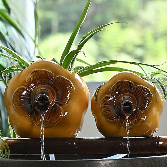 Pond Spitters, Pond Fountain, Fish Tank Automatic Circulation Water Landscaping Ornaments, Fish Tank Water Dispenser, for Garden Courtyard Pond Pool(Yellow,17.5 * 15.8 * 14.2cm)