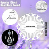 4Pack 10inch Sublimation Wind Spinner Blanks 3D Aluminum Metal Wind Sculpture Kinetic Spinners for Yard and Garden Indoor Art Ornaments Hanging Decoration (Heart Lace Round)