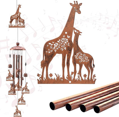 Giraffe Wind Chimes Gift for Outdoor, Giraffe Gifts for Men Women Dad Grandpa, Memorial Gift Metal WindChimes for Outside Indoors Home Lawn Porch Patio Garden Decor Yard Decoration