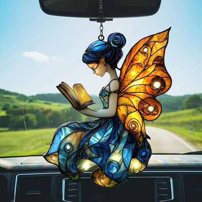 Starry Night Fiary Acrylic Suncatcher Stained Glass Effect Window Car Hanging Christmas Ornament Indoor Outdoor Decor Garden Sun Catcher Panel for Fairy Lover for Women Mom Grandma