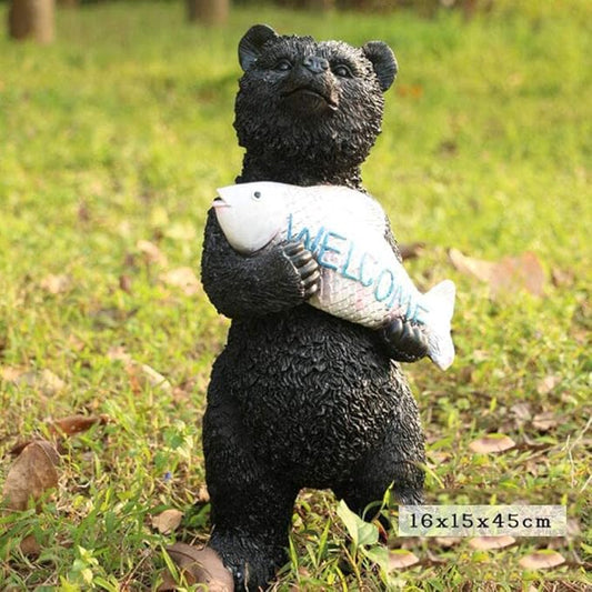 Garden Ornaments Decor Statue Outdoor,Garden Statue Animal Sculpture Garden Statue Ornament, Bear Resin Sculpture Ornament Garden Animal Statue Durable Resin Animal Sculpture Indoor Outdoor,
