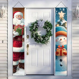 BlissYard Christmas Banner 12x71 Santa Claus Snowman Decorations Merry Christmas Porch Sign Christmas Door Banner Winter Hanging Banner Front Door Decor Outdoor Holiday Welcome Home Yard Entryway