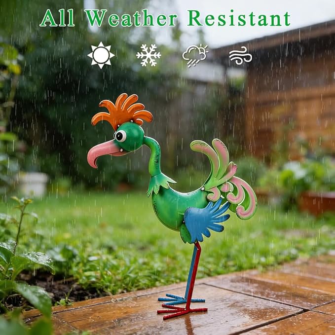 19'' Tall Metal Rooster Statue, Funny Rooster Sculpture Garden Decor, Metal Yard Art for Farmhouse, Lawn, Garden