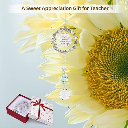 Thank You Gifts for Women Teacher, Crystal Sun Catchers Indoor Window, Teacher Appreciation Gift, Crystal Ball Suncatchers Indoor Window Hanging, Sun Catcher Rainbow Maker, Prisms Ball