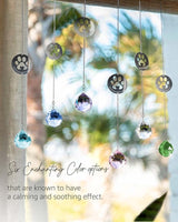 Mooncraftlogy Dog Memorial Gifts, Unique Loss of Pet Sympathy Idea, Purple Crystal Ball Rainbow Suncatcher with Paw Print for Cat or Dog Remembrance and Bereavement