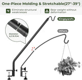 Kingsyard Heavy Duty Deck Hook, 27"-39" Adjustable Metal Deck Railing Hooks for Hanging Bird Feeders, Planters, Suet Baskets, Lanterns, Wind Chimes, Clamp Mounted