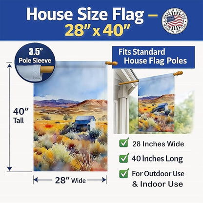 Caroline's Treasures Nevada Sagebrush in Watercolor House Flag Large Porch Sleeve Pole Decorative Outside Yard Banner Artwork Wall Hanging, Polyester, House Size, Multicolor