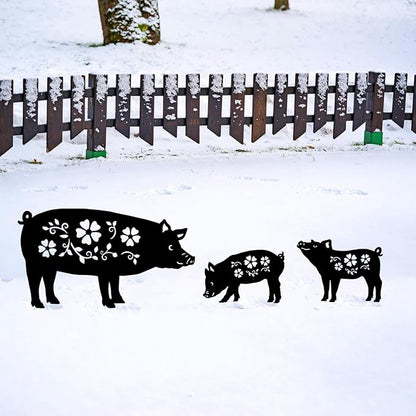Pig Metal Decorative Garden Stakes Pig Gifts for Women Men Mom Birthday Gifts Silhouette Statues for Garden Decor, Yard Art, Patio, Outside, Lawn Ornaments, Outdoor Decorations
