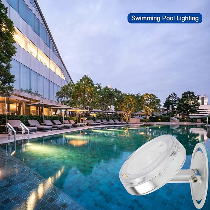 LED Underwater Pond Light, Heavy Duty Aluminum 12V 3000K Warm White IP68 Waterproof Fountain Light, Landscape Lamp for Swimming Pool, Fountain, Waterfall, Pond and Grass Land (12, Watts)
