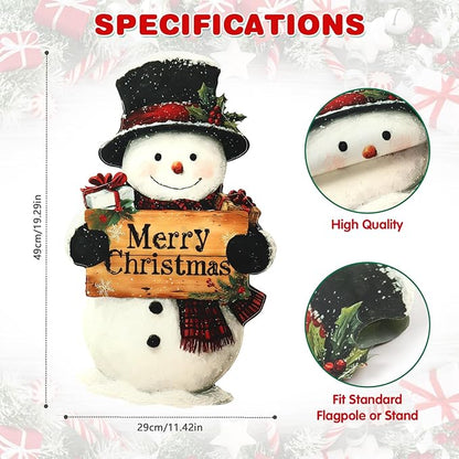 Christmas Garden Flags 12x18 Inch Double Sided, Xmas Snowman Yard Flag for Outside, Winter Seasonal Outdoor Decoration Farmhouse Front Porch Holiday Decor