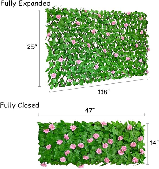 GLANT Expandable Fence Privacy Screen for Balcony Patio Outdoor,Decorative Faux Ivy Fencing Panel,Artificial Hedges (Single Sided Leaves) (1, HongGuo)