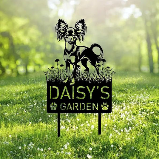 Custom Russian Toy Dog Metal Memorial Garden Stake Personalized Pet Grave Marker Name Sign Remembrance Stake Decor Sympathy Dog Loss,Outdoor Statues for Yard Garden Lawn Patio Pathway Grave Gift.