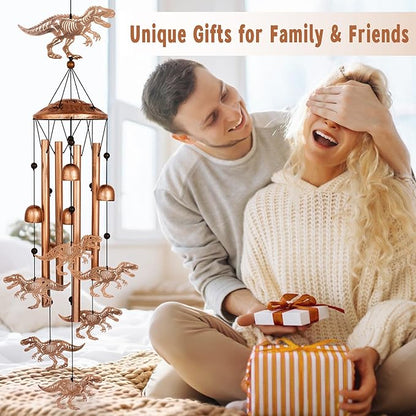 GDNSFIT Dinosaur Wind Chimes for Outside, Metal Windchimes Outdoors, Dinosaur Gifts for Women/Men, Memorial/Birthday Gifts, Garden Decor for Outside, Patio or Yard, Durable Chimes for Outdoors
